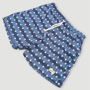 Bather Blue Palm Swim Trunks Mens Small 5.5" Inseam Blue Geometric Print